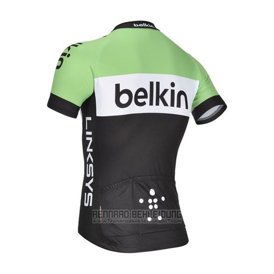 2014 Fahrradbekleidung Belkin Grun und Shwarz Trikot Kurzarm und Tragerhose